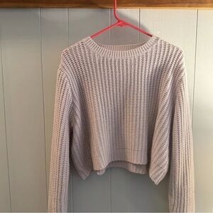 Cropped Crewneck Sweater in Light Lavender-Cream
